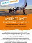 *jäsenpostaus @skydivefinland

🪂Tervetuloa tutustumaan Skydive Finland ry:n toimintaan Avoimien Ovien merkeissä helatorstaina 14.5.2026 klo 11–15!
Vapaa pääsy!

🪂Lue lisää: www.skydivefinland.fi

📍Paikka: Utin lentokenttä
Lentoportintie 85, 45410 Utti

#jäsenyritys #jäsenpostaus #jäsenedut #skydivefinland