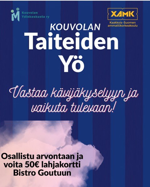 Vierailitko Kouvolan Taiteiden Yössä keskustan tapahtumassa? 🙋

Kerro meille kokemuksesi ja vastaa kävijäkyselyyn!
Vastaamalla voit vaikuttaa tulevien Taiteiden Öiden kehittämiseen 😎

👉Kyselylinkki biossa!

Kävijäkyselyn vastausaika 14.8-30.8.2026 asti.
⭐Kaikkien vastanneiden kesken arvotaan 50 € lahjakortti Bistro Goutuun!

Kiitos vastauksestasi!

#kouvolantaiteidenyö #kävijäkysely #kouvolanydinkeskusta #xamk #tapahtumankehittäminen